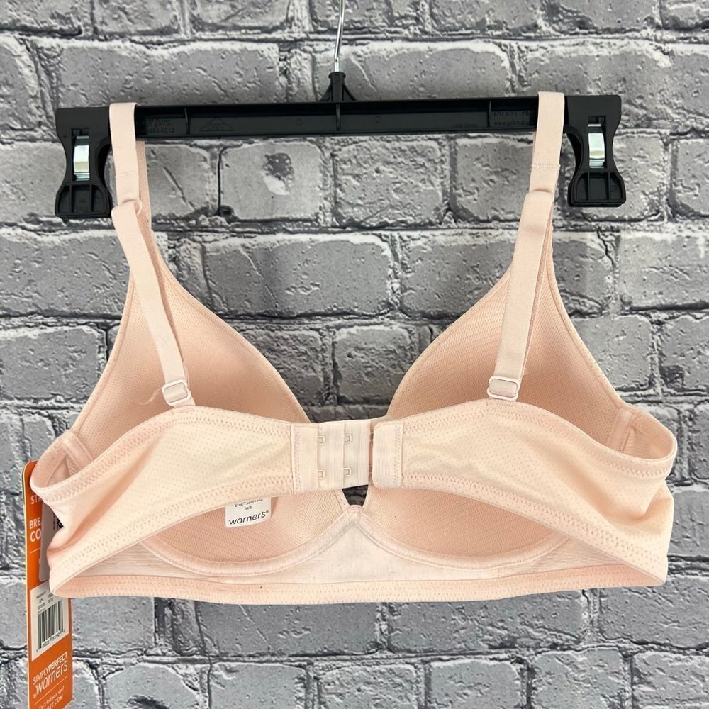 Simply Perfect by Warner's Women's Breathable Wirefree Bra 34B Rosewater Pink - Picture 3 of 4